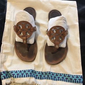 Tory Burch Brown Leather Miller Sandals